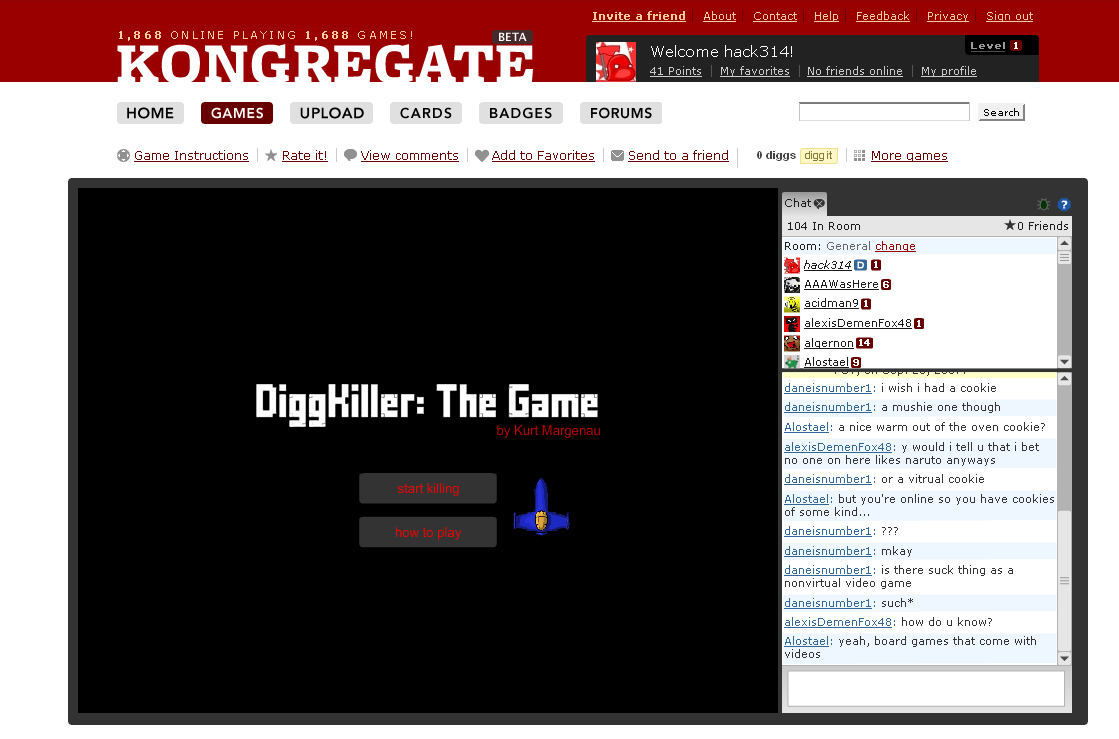 Screen from DiggKiller on Kongregate